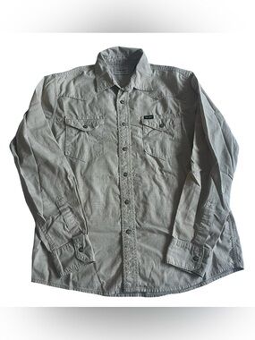 Wrangler Shirt Mens Medium Regular Fit Pearl Snap Long Sleeve Workwear Beige